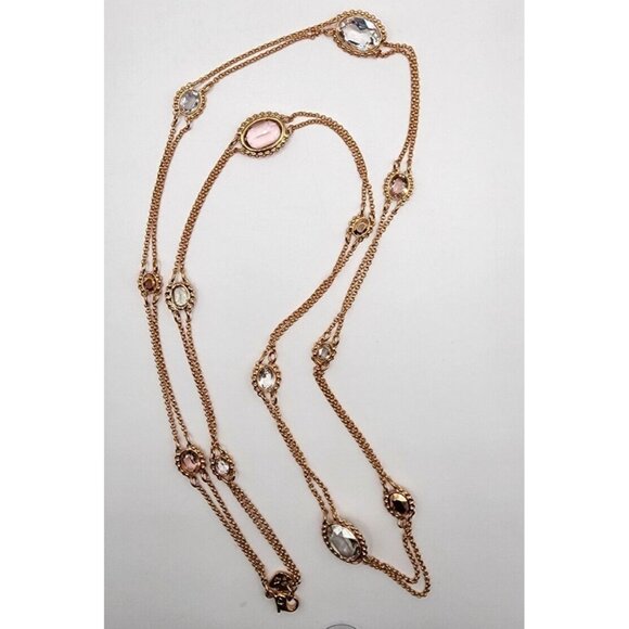New Swarovski Rose Gold Fragment Multicolor Crystal Double Strand Necklace 2017 - Picture 9 of 16